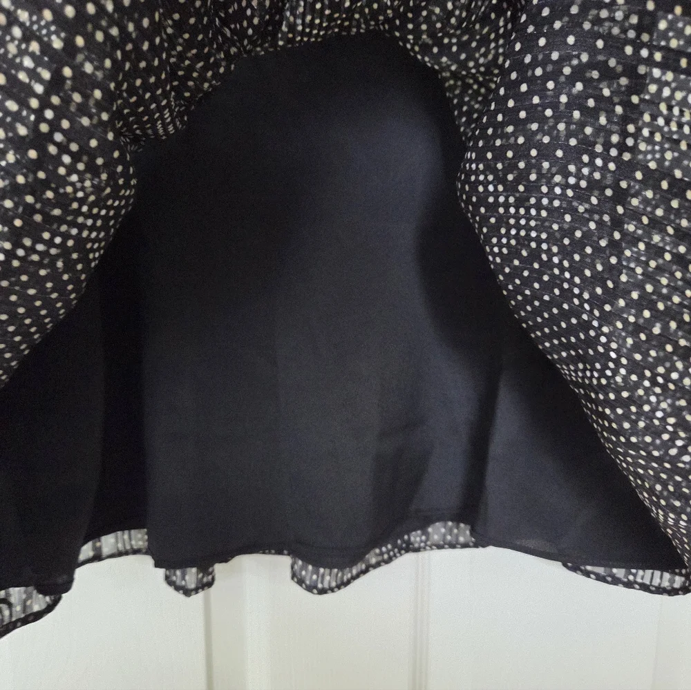 J. Crew Factory Black & White Polka Dot A-Line Ruffle Tiered Party Skirt Large